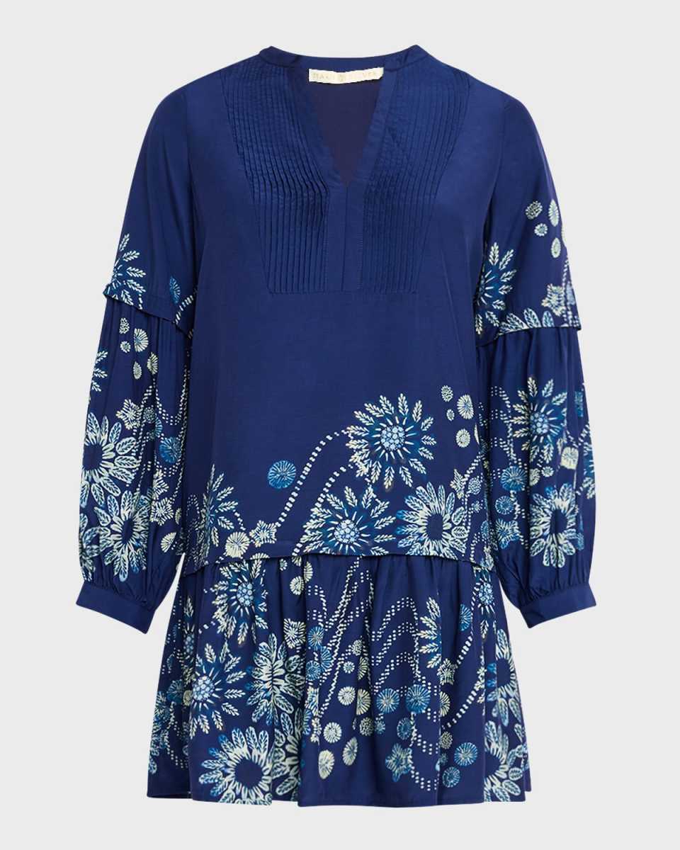 Frannie Floral-Print Pintuck Shift Dress